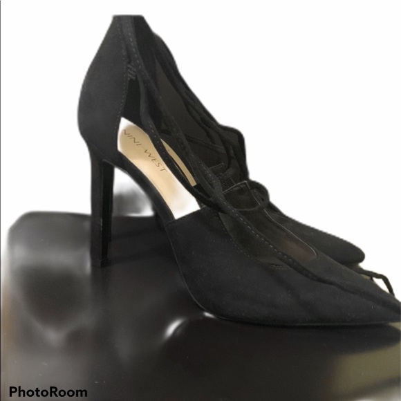 Nine West Shoes - Nine West black faux suede pump w/ ankle tie style